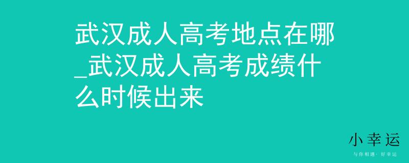 武汉成人高考地点在哪_武汉成人高考成绩什么时候出来