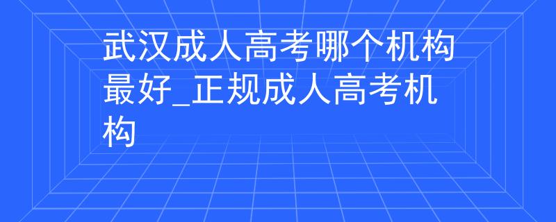 武汉成人高考哪个机构最好_正规成人高考机构