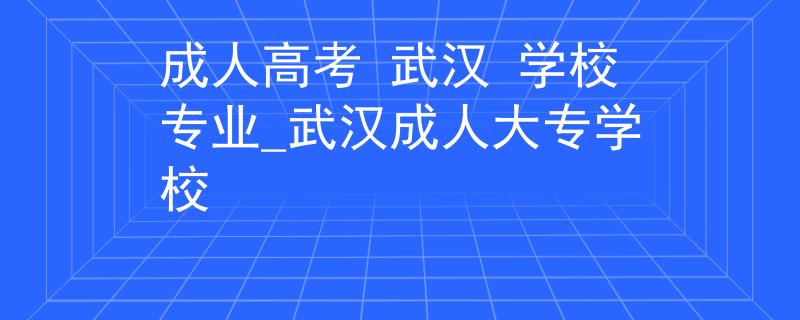 成人高考 武汉 学校专业_武汉成人大专学校