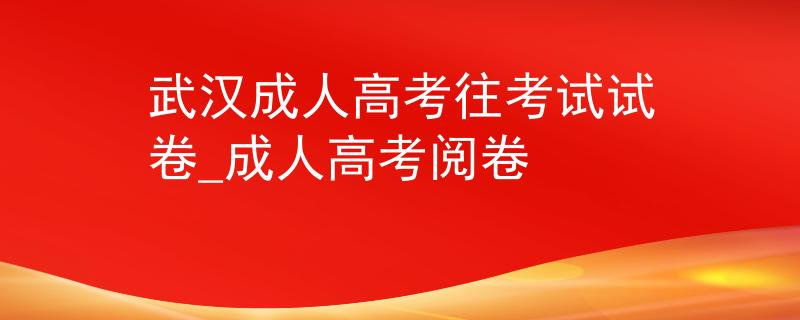 武汉成人高考往考试试卷_成人高考阅卷