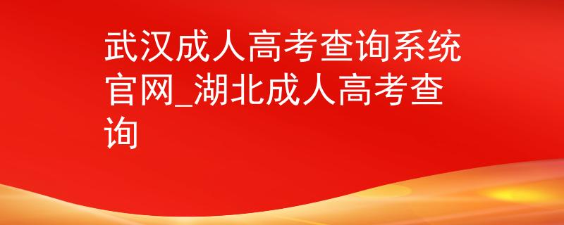 武汉成人高考查询系统官网_湖北成人高考查询