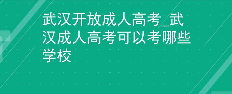 武汉开放成人高考_武汉成人高考可以考哪些学校