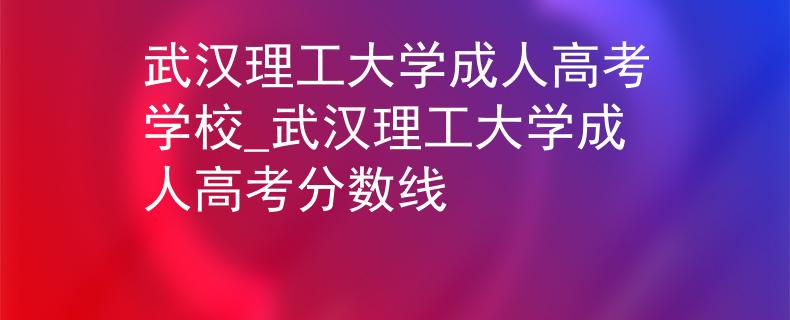 武汉理工大学成人高考学校_武汉理工大学成人高考分数线