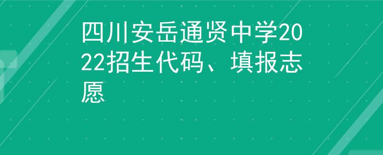 四川安岳通贤中学2022招生代码、填报志愿