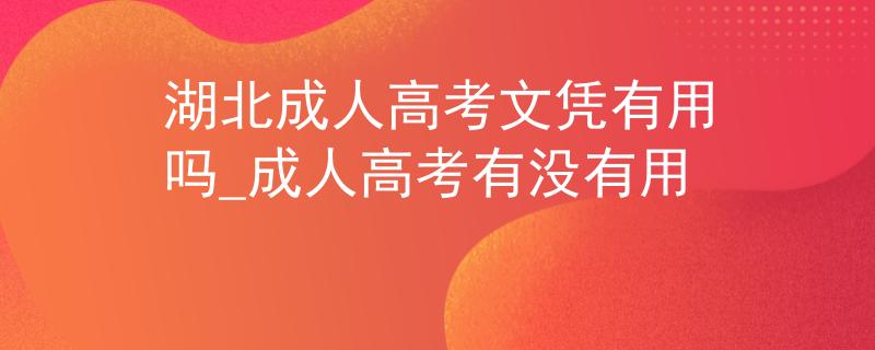 湖北成人高考文凭有用吗_成人高考有没有用