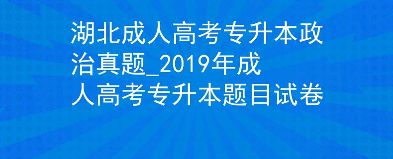 湖北成人高考专升本政治真题_2019年成人高考专升本题目试卷