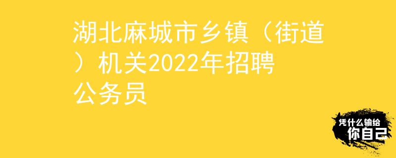 湖北麻城市乡镇（街道）机关2022年招聘公务员