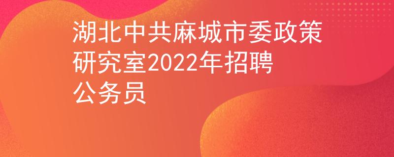 湖北中共麻城市委政策研究室2022年招聘公务员