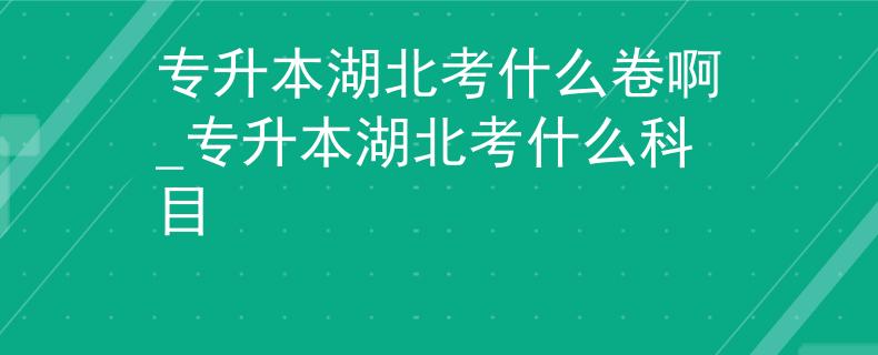 专升本湖北考什么卷啊_专升本湖北考什么科目