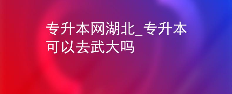 专升本网湖北_专升本可以去武大吗