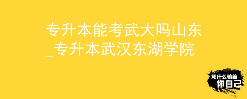 专升本能考武大吗山东_专升本武汉东湖学院