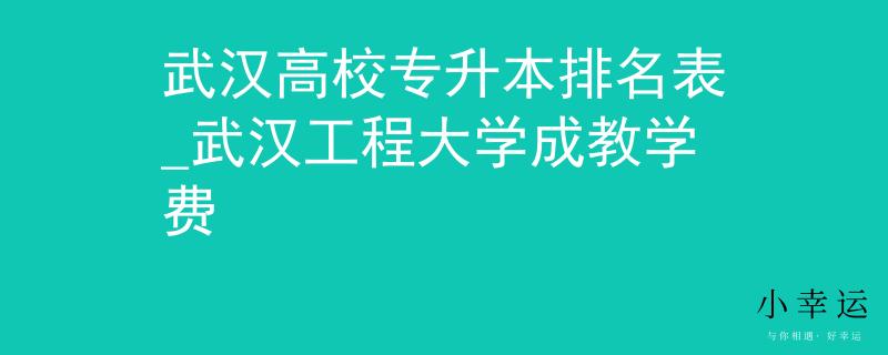 武汉高校专升本排名表_武汉工程大学成教学费